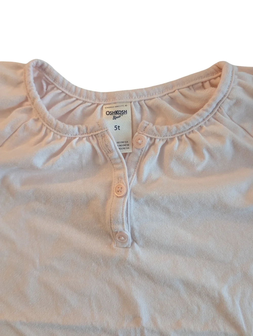 OshKosh B'gosh Girls' Light Pink Short Sleeve Peasant Top Cotton Size 5T